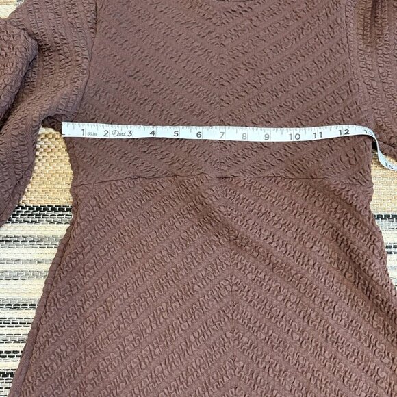 Free People Women's Gabby Long Sleeve Textured Cut Out Back Midi Dress Brown M/L - Picture 13 of 14